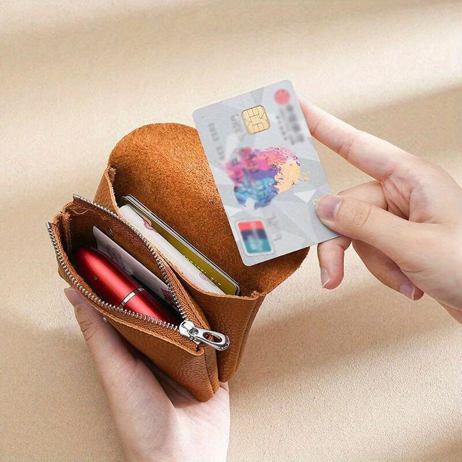 Only-bags.store Mini Vintage Vegane Geldbörse, Echtleder-Kartenetui, tragbarer Kartenhalter und Portemonnaie  