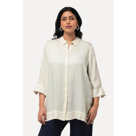 Ulla Popken  Bluse, Cupromix, Boxy, Hemdkragen, 3/4-Arm 