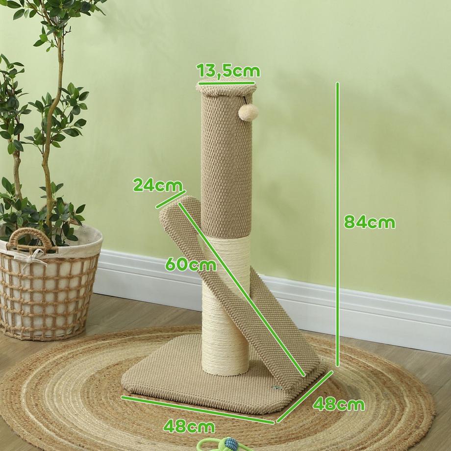 Northio  Arbre à chat, arbre à chat de 84 cm, arbre à chat en sisal avec balle de jeu, arbre à chat pour chats, meubles à gratter pour chat, intérieur, blanc crème 