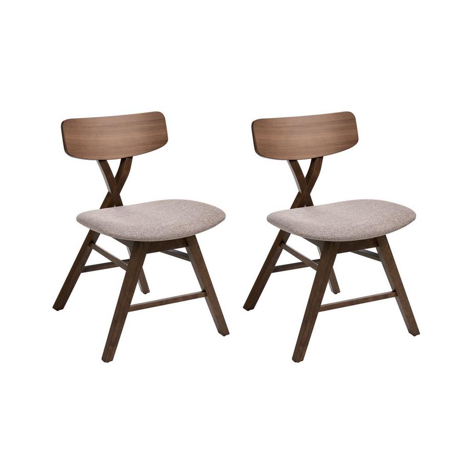 Esszimmerstuhl 2er Set aus Gummibaumholz Retro LELAND