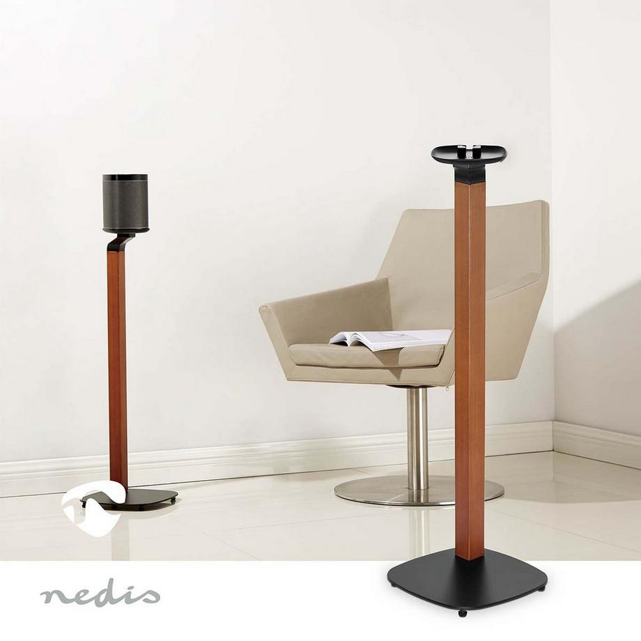 Nedis  Support d'enceinte | Compatible avec : Sonos® One SL™ / Sonos® One™ / Sonos® PLAY:1™ | Support | 10kg | Fixe | Métal / Bois | Marron / Noir 