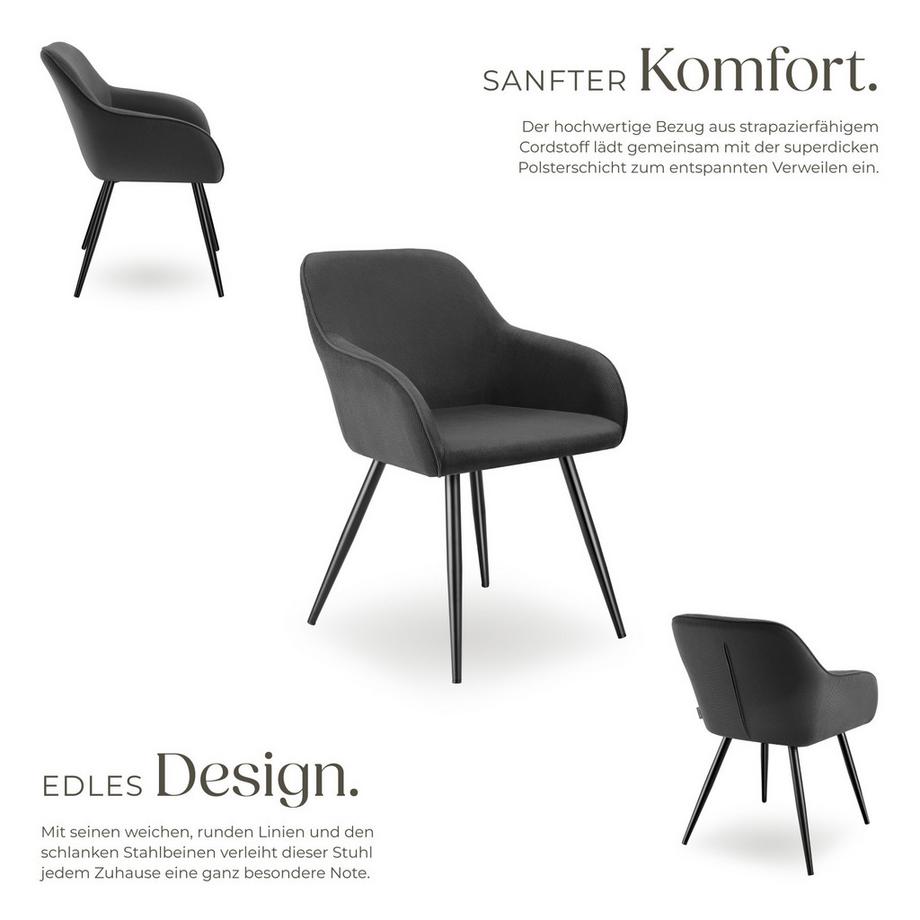 Tectake Esszimmerstuhl Marilyn gepolstert, in Cordoptik durchgehende Lehne  