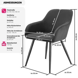 Tectake Sedia Marilyn, velluto a coste, imbottita  