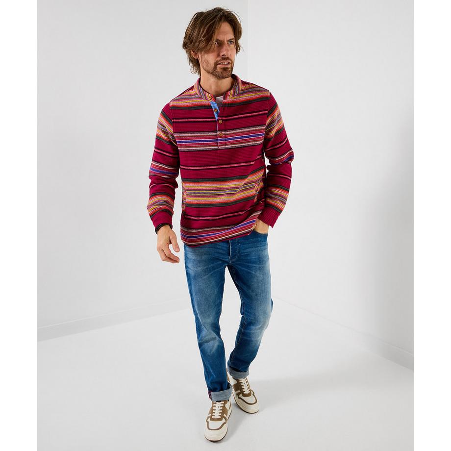 Joe Browns Haut à manches longues Henley en jacquard rayé  