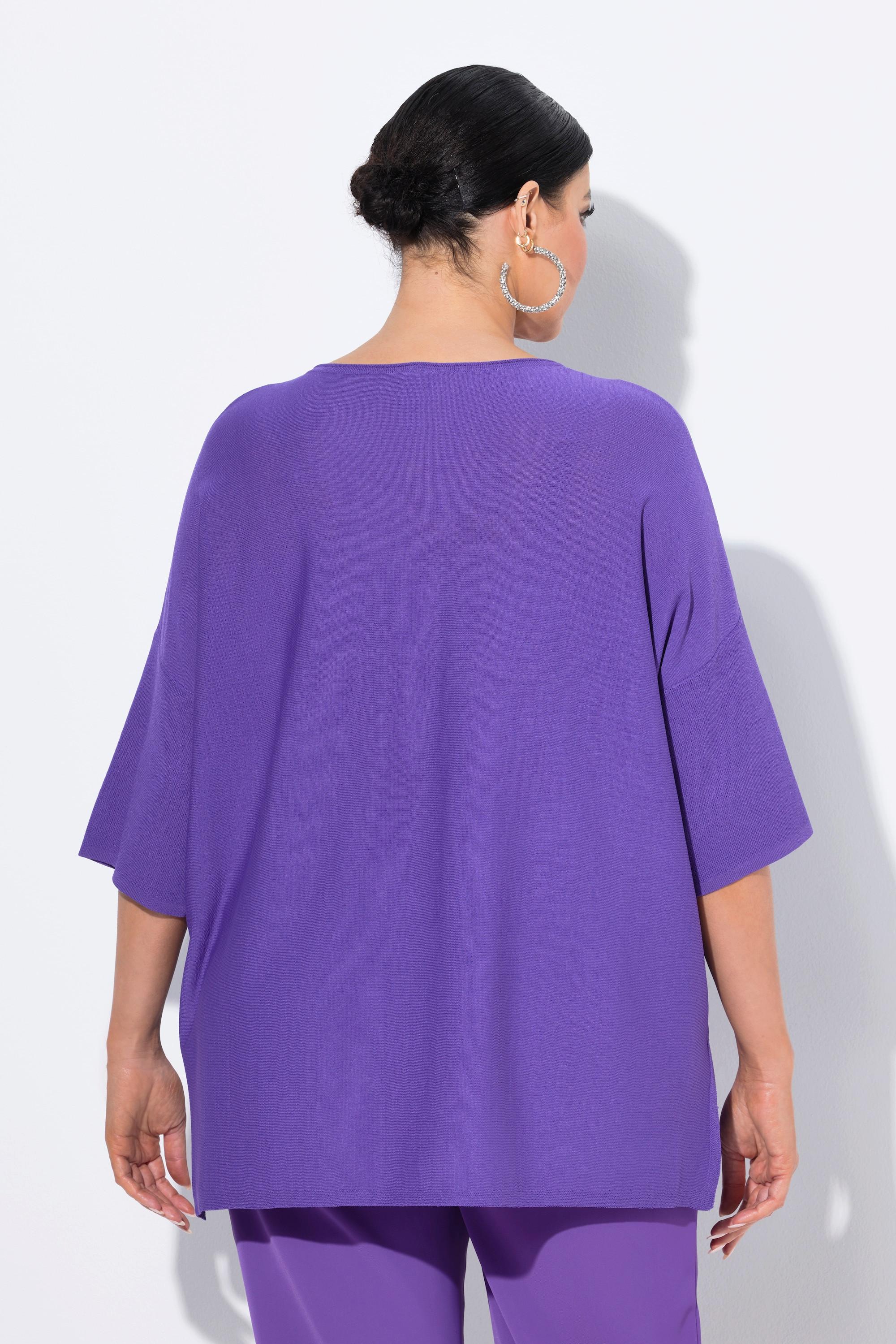 Ulla Popken Pull Oversized Col V Manches Courtes  