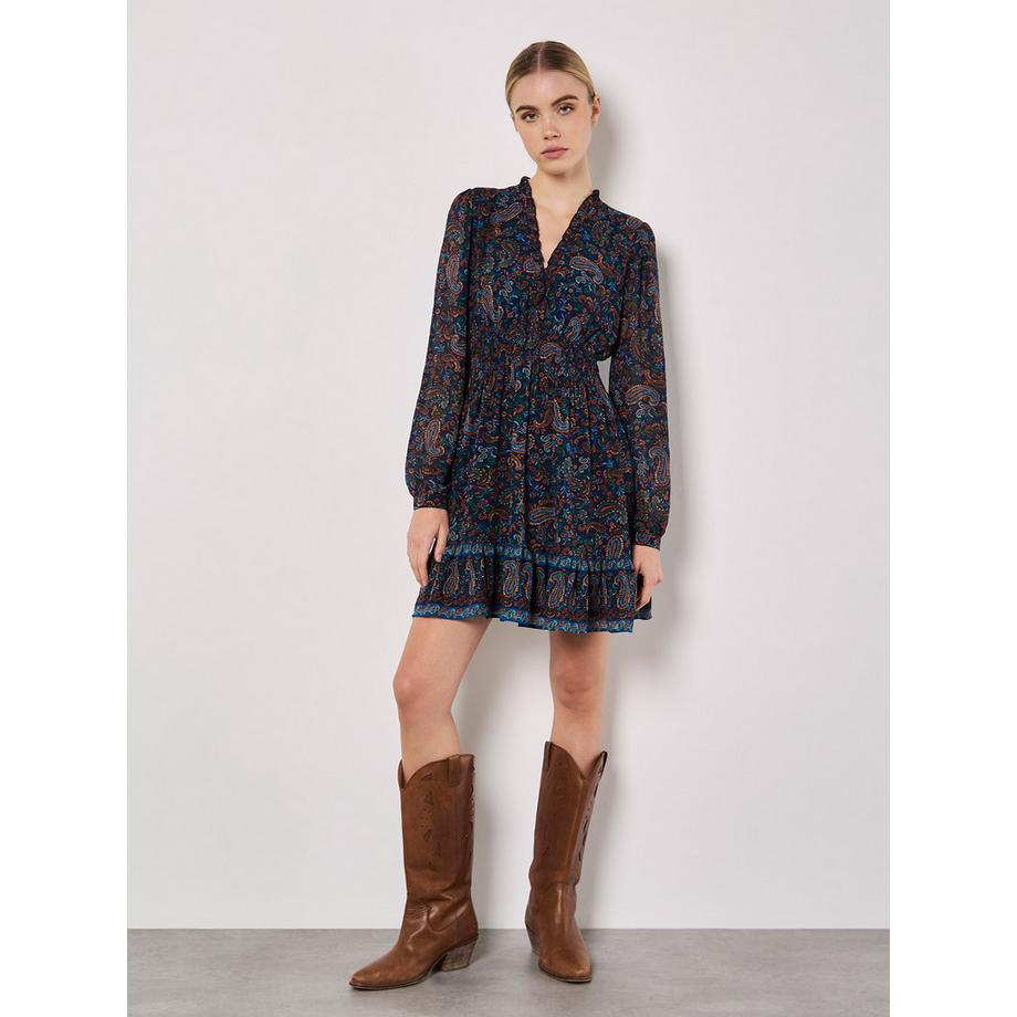 APRICOT Mini-robe à volants motif cachemire  