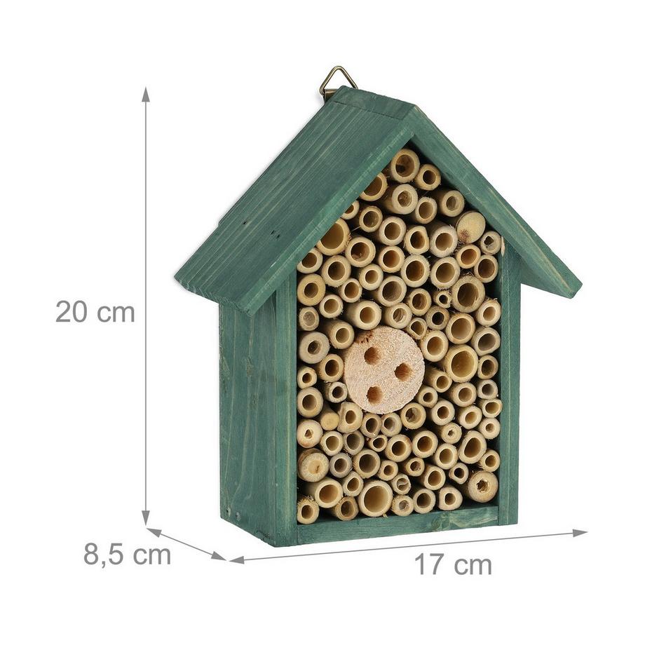 B2X Hôtel à insectes pour abeilles sauvages en vert  