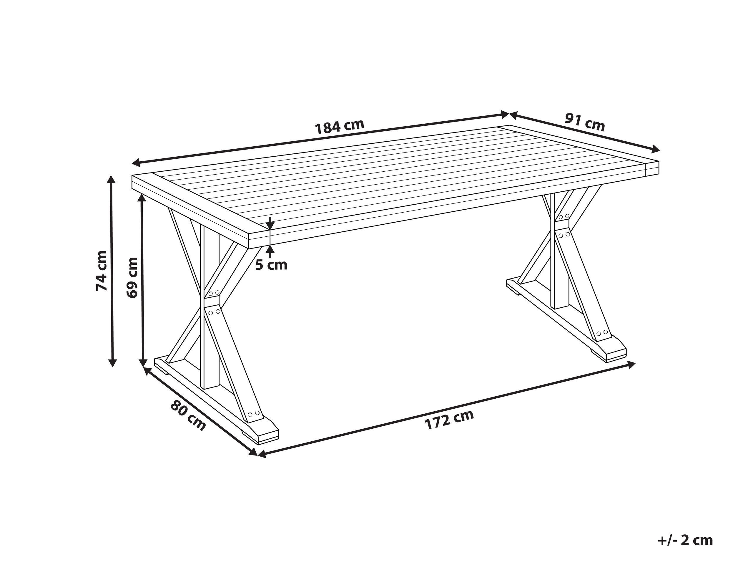 Beliani Table de salle à manger de jardin en Acacia Rustique CALABRITTO  