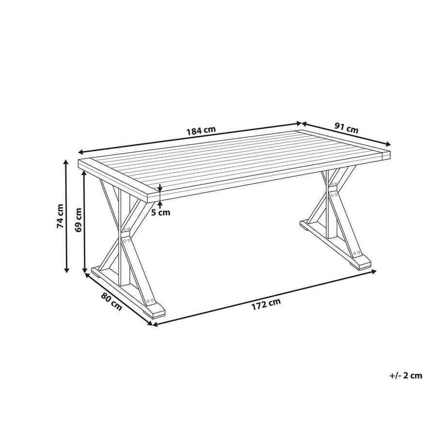 Beliani Table de salle à manger de jardin en Acacia  CALABRITTO  