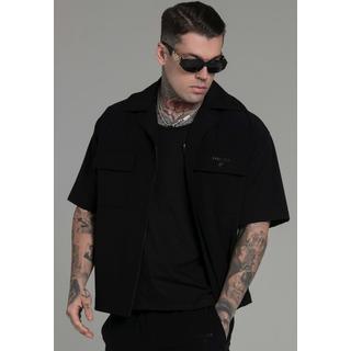 Sik Silk  Kurzarmhemd Utility Shirt in Black 