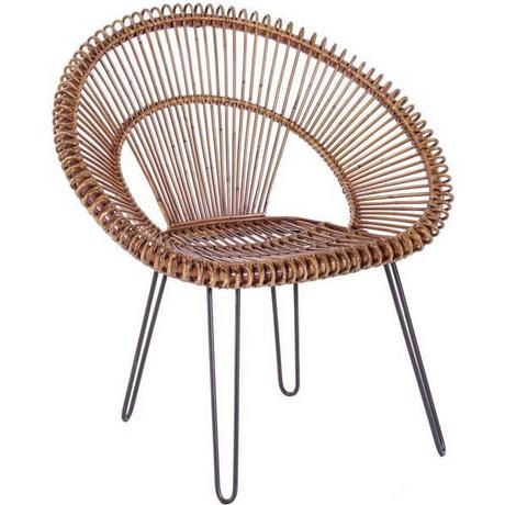 mutoni Chaise de jardin en osier Esteban marron  