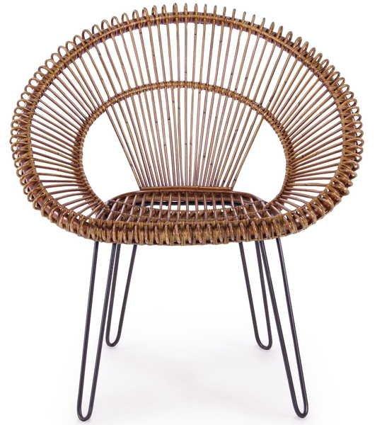 mutoni Chaise de jardin en osier Esteban marron  