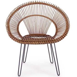 mutoni Chaise de jardin en osier Esteban marron  