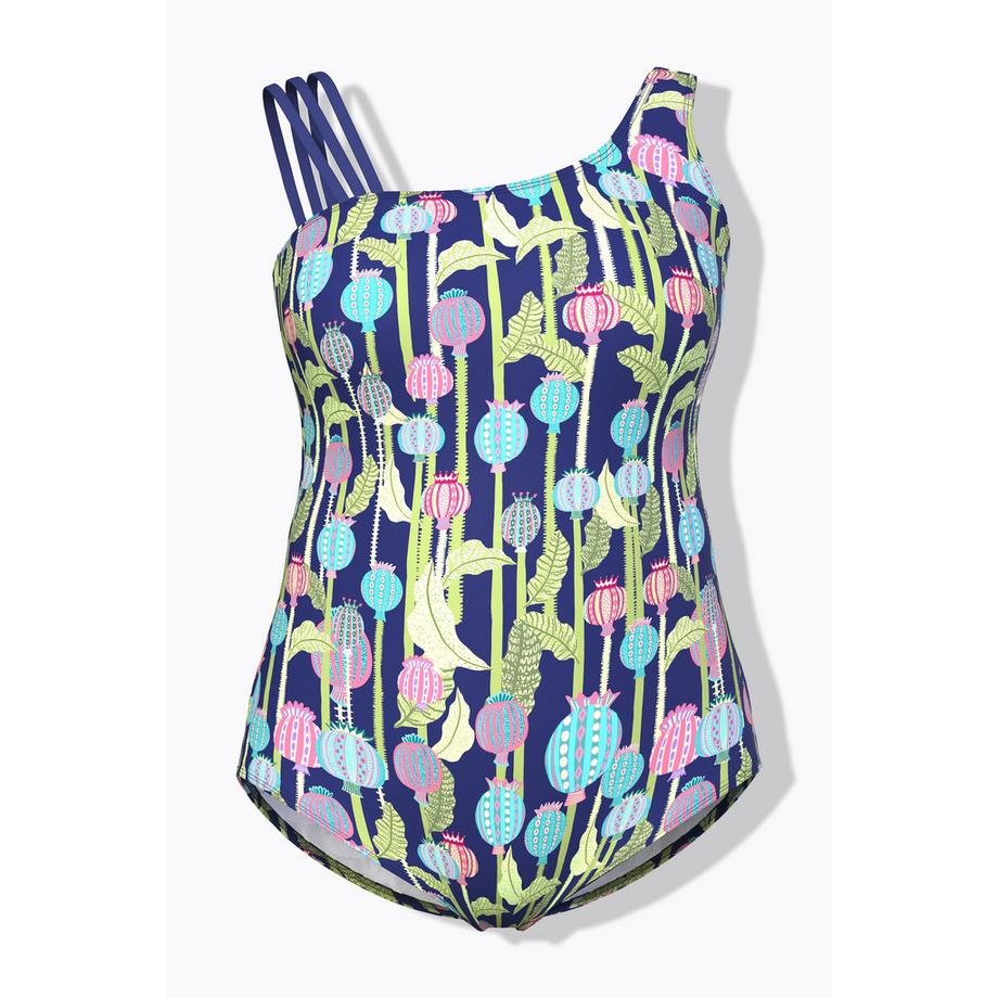 Ulla Popken Costume da bagno Stampa Cardo Coppe Morbide Spallina Tripla  