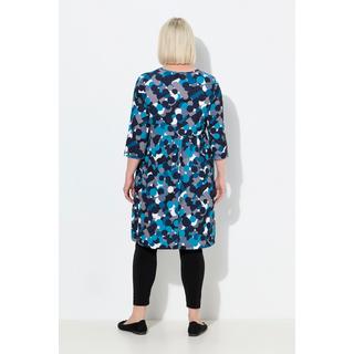 Ulla Popken Longshirt Punkte A-Linie Carré-Ausschnitt 3/4-Arm  