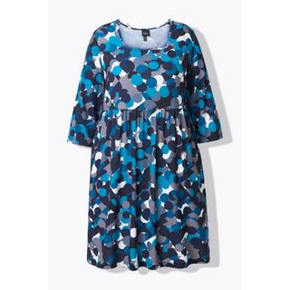 Ulla Popken Longshirt Punkte A-Linie Carré-Ausschnitt 3/4-Arm  