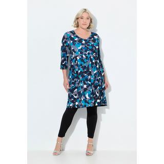 Ulla Popken Longshirt Punkte A-Linie Carré-Ausschnitt 3/4-Arm  