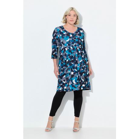 Ulla Popken Longshirt Punkte A-Linie Carré-Ausschnitt 3/4-Arm  