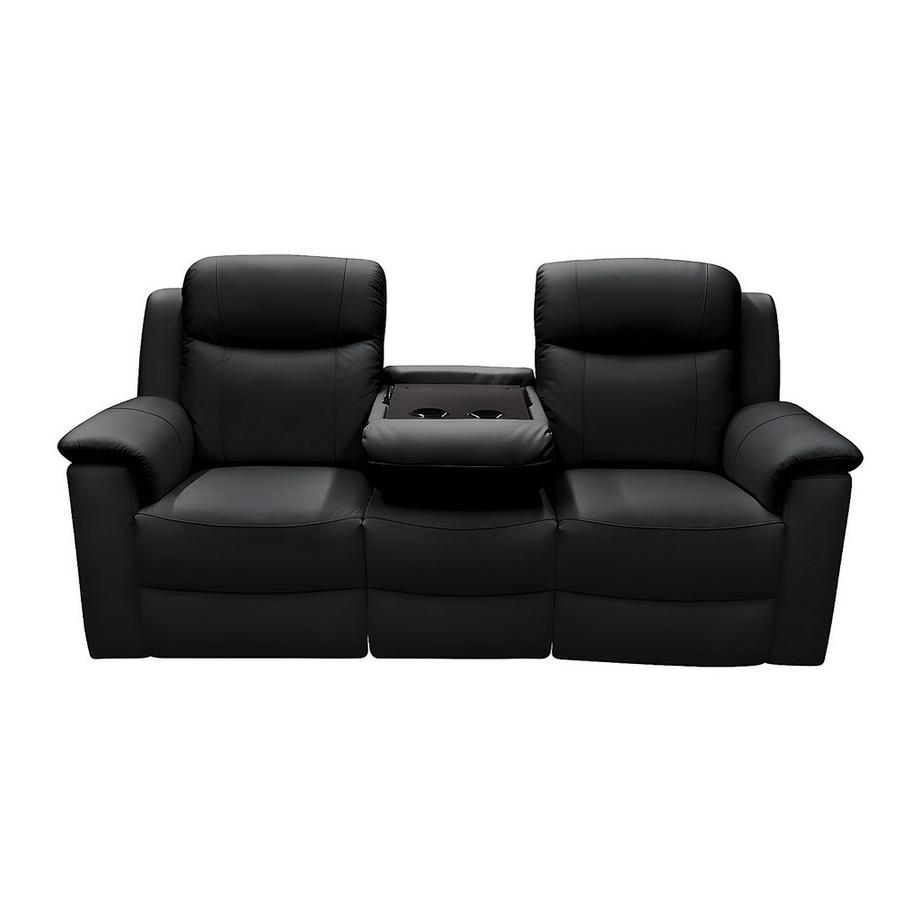 Vente-unique Canapé 3+2 places relax EVASION en cuir avec plateau bar  