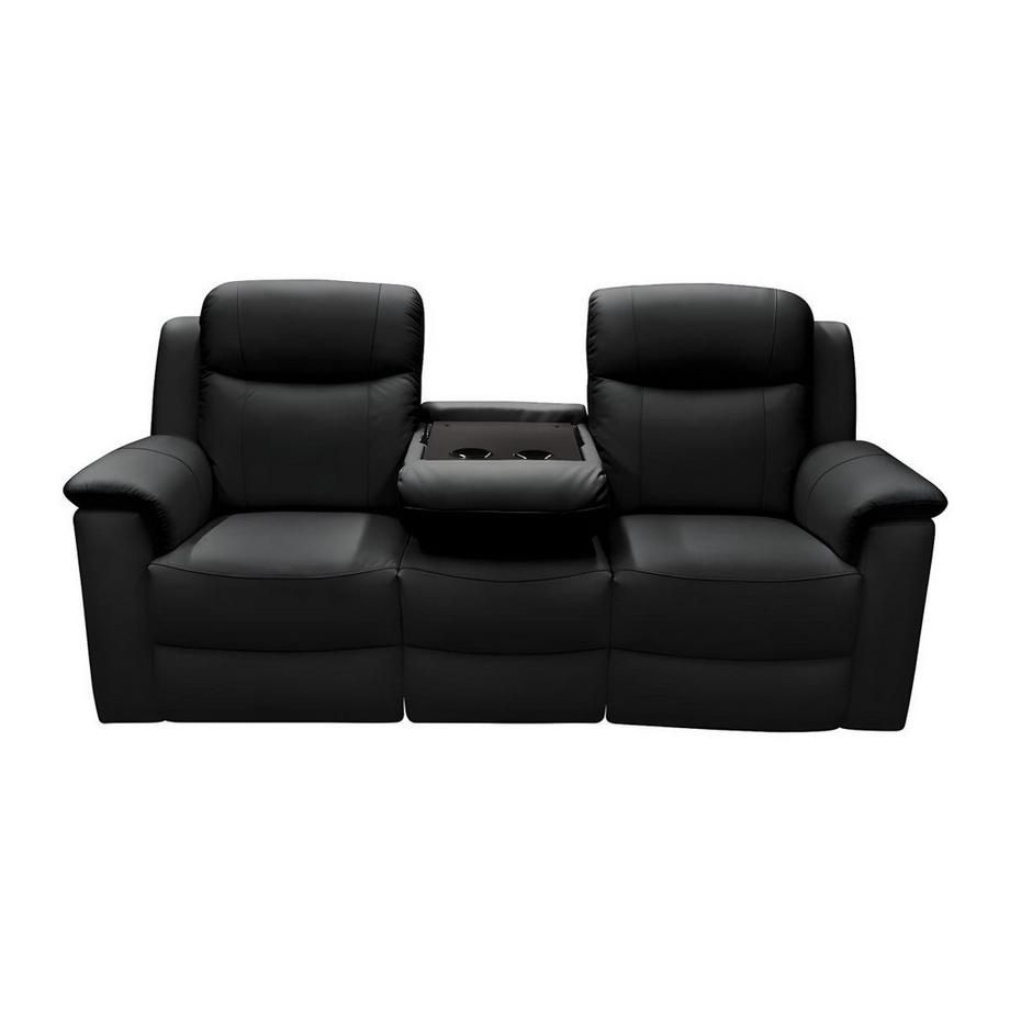 Vente-unique Canapé 3+2 places relax EVASION en cuir avec plateau bar  