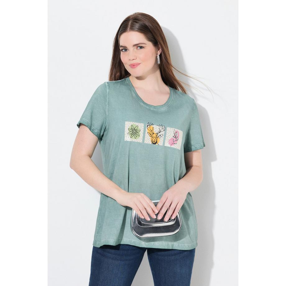 Ulla Popken T-Shirt Classica Stile Tracht Girocollo Maniche Corte  