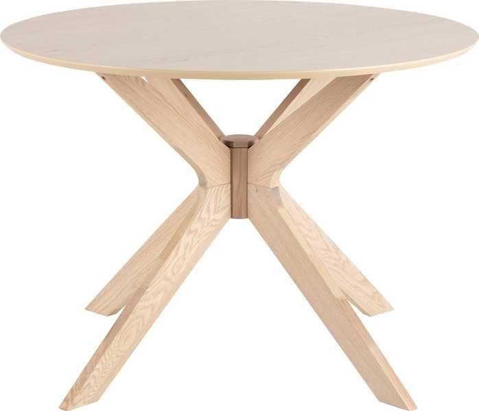 mutoni Table à manger ronde en chêne Manfred  