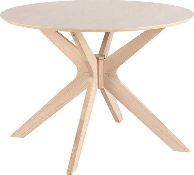 mutoni Table à manger ronde en chêne Manfred  