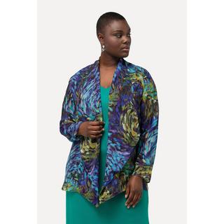 Ulla Popken Rayon Chiffon Wasserfallkragen Langarm Indoorjacke  