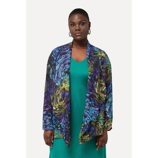 Ulla Popken Rayon Chiffon Wasserfallkragen Langarm Indoorjacke  