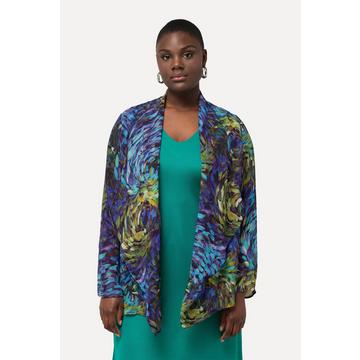Indoorjacke, Rayon-Chiffon, Wasserfallkragen, Langarm