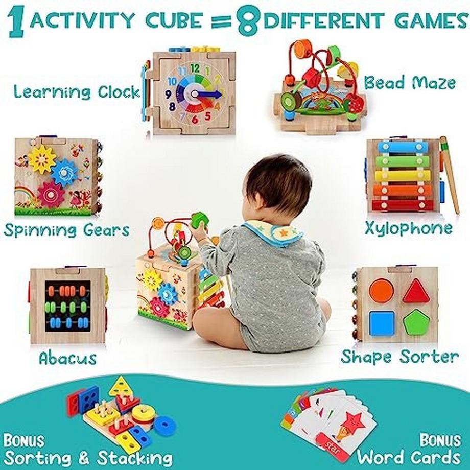 Activity-board  Motorische Fähigkeiten Würfel Holz Aktivität Würfel 8 in 1 
