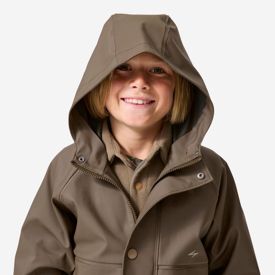 SOLOGNAC  Wasserdichte Regenjacke 500 für Kinder, olivbraun 