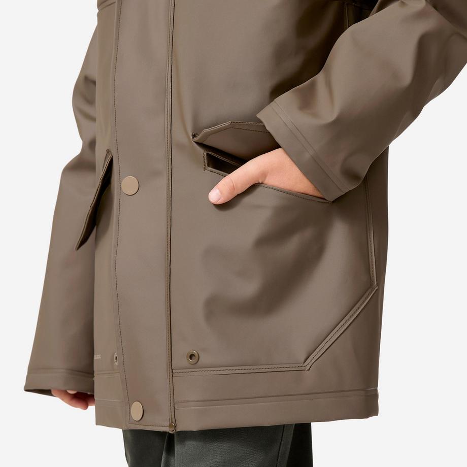 SOLOGNAC  Wasserdichte Regenjacke 500 für Kinder, olivbraun 