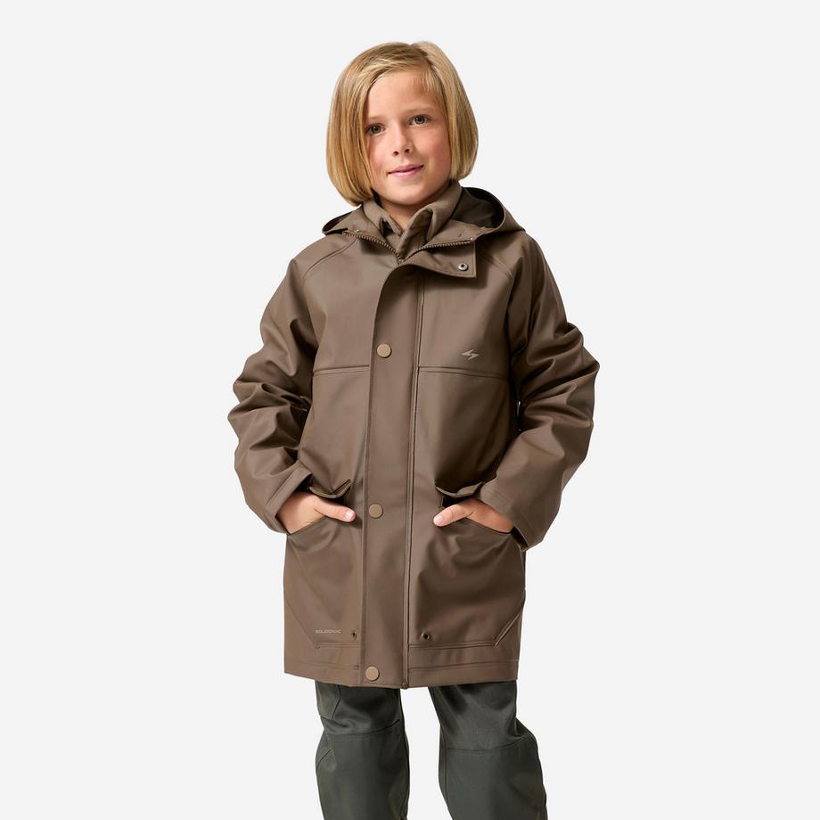 Wasserdichte Regenjacke 500 für Kinder, olivbraun