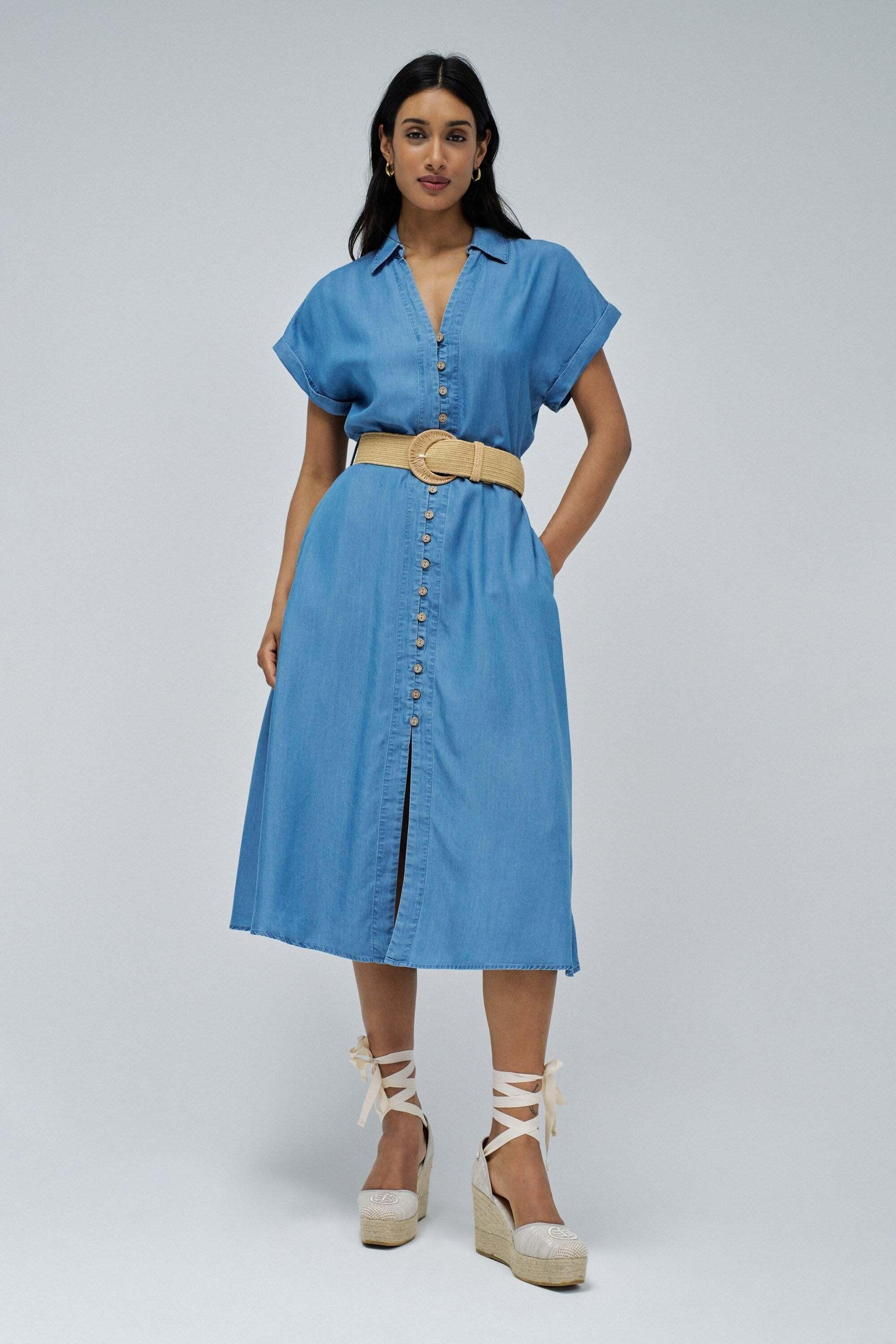 Salsa Robe midi Lightdenim avec ceinture  