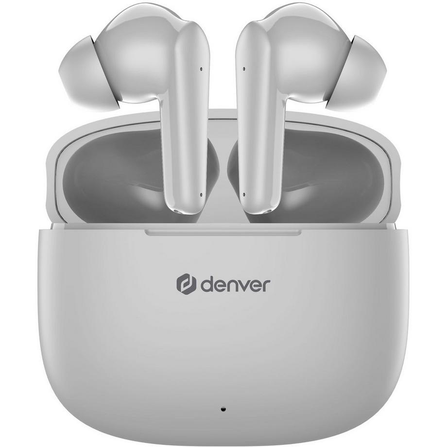 DENVER  TWE-48GR Echt kabellose Bluetooth-Kopfhörer mit Ladeetui 