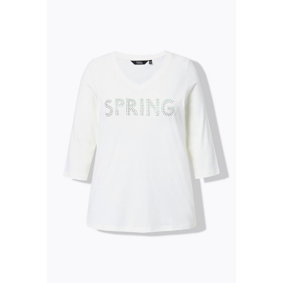 Ulla Popken Spring Statement Pieghe Scollo a V Maniche 3/4 Maglia  