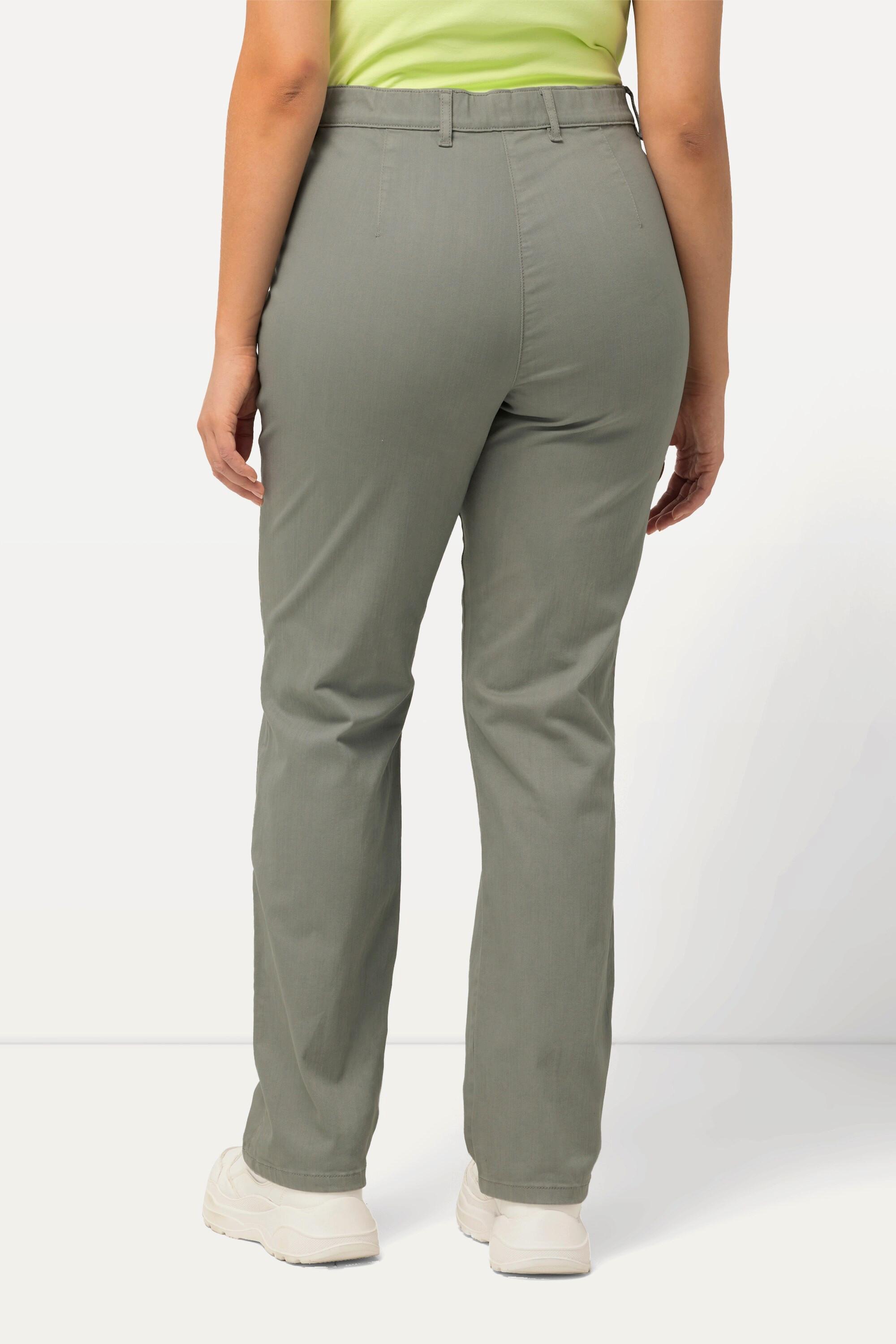 Ulla Popken  Pantalon stretch Mony, jambe légèrement de forme carotte, poches zippées 