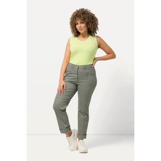 Ulla Popken  Pantalon stretch Mony, jambe légèrement de forme carotte, poches zippées 