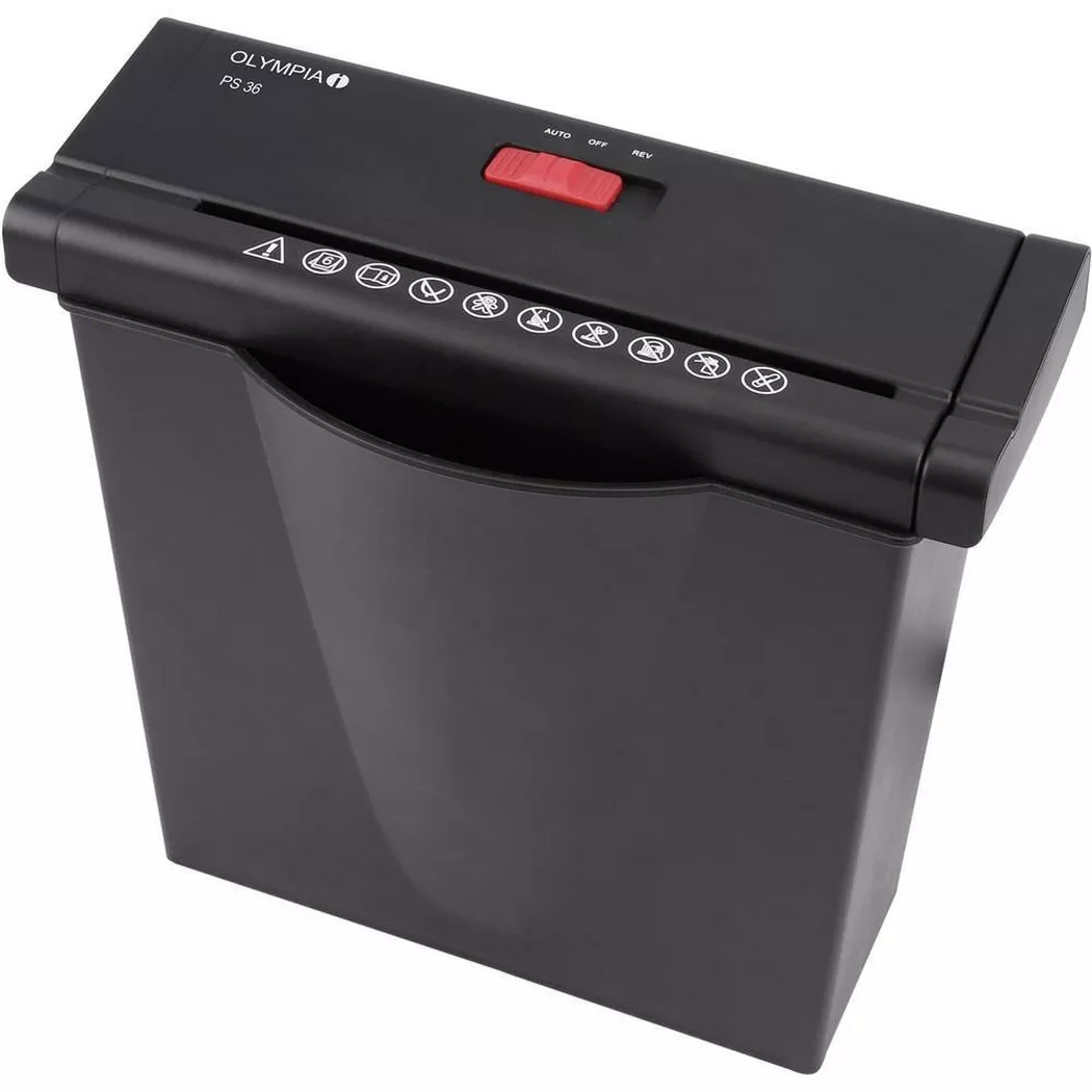 Olympia – Aktenvernichter PS 36 Streifenschnitt 6 mm 7 l, Schwarz