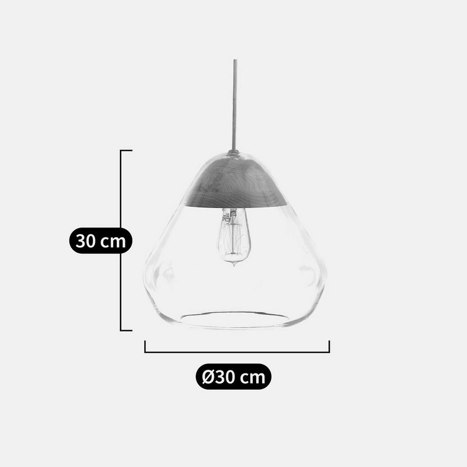La Redoute Intérieurs Suspension verre et frêne Ø30 cm  