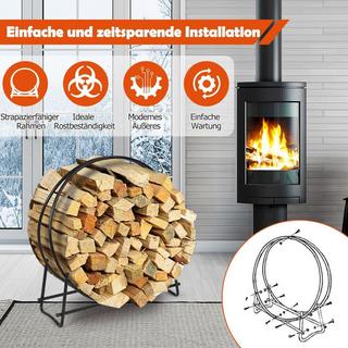 Northix Kaminholzregal Rohrholzkreis Kaminholz Aufbewahrungsständer einfache Montage Schwarz  