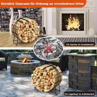 Northix Kaminholzregal Rohrholzkreis Kaminholz Aufbewahrungsständer einfache Montage Schwarz  