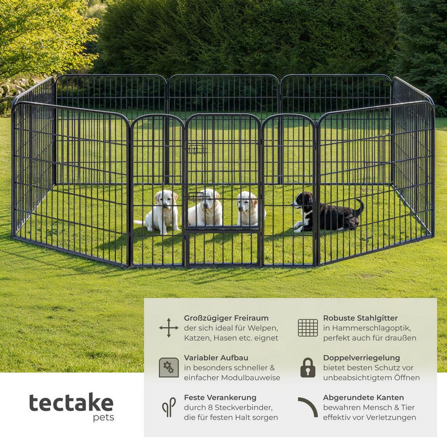 Tectake  Enclos pour chiots et chiens LISA 8 parties, pliable 