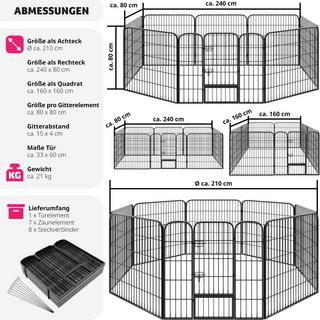 Tectake  Welpenauslauf 8-eckig 