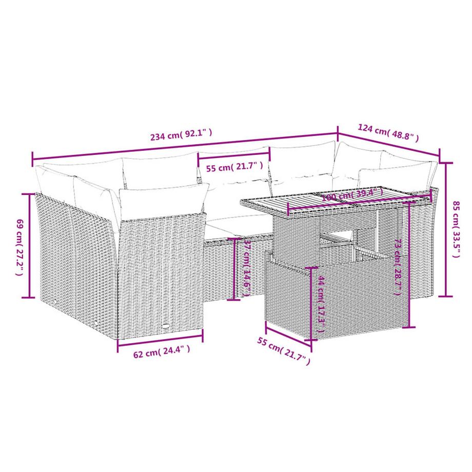 VidaXL set divano da giardino Polirattan  