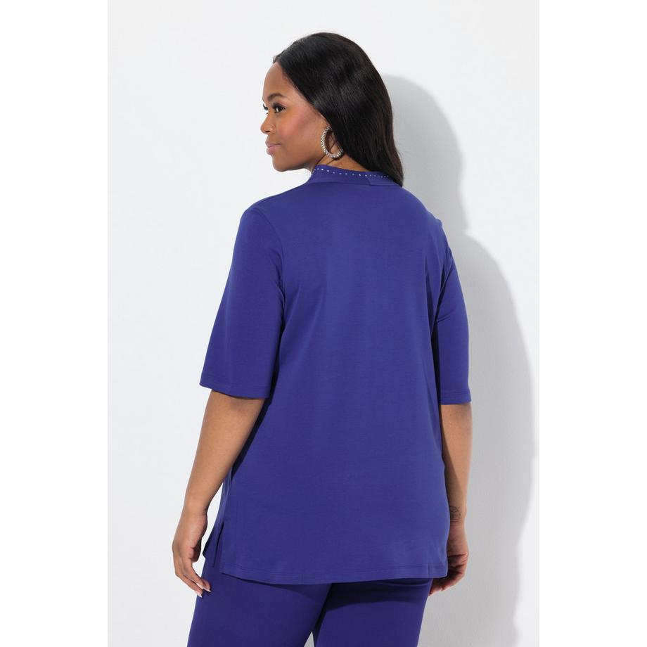 Ulla Popken A-Linie T-Shirt Stehkragen Halbarm  