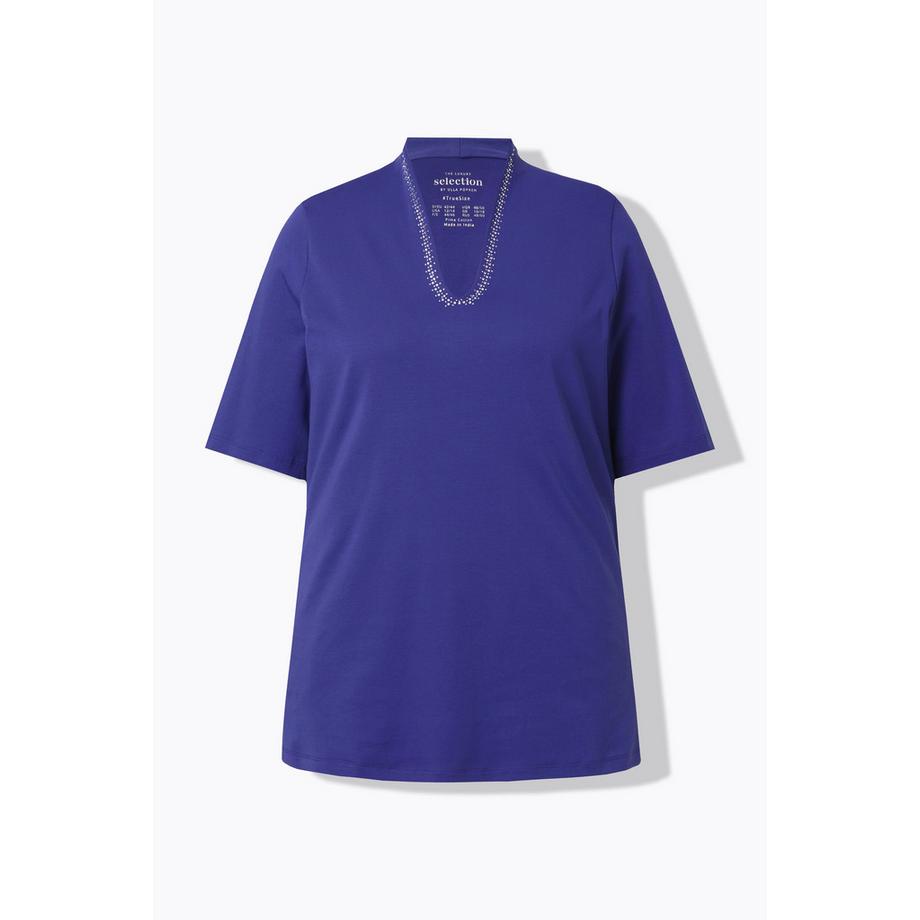 Ulla Popken A-Linie T-Shirt Stehkragen Halbarm  