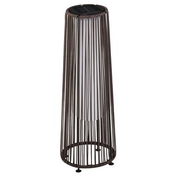 Lampe Solaire, Lampe De Jardin, Lampe Solaire En Rotin, Led Automatique, Marron, 21,5 X 21,5 X 61 Cm