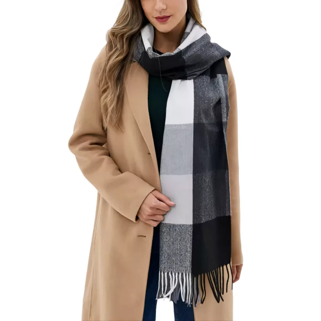 Only-bags.store - Schals Schals Plaid Poncho Soft High Quality Winter gestrickt Schal mit Quasten, für Damen, Schwarz, Größe Onesize